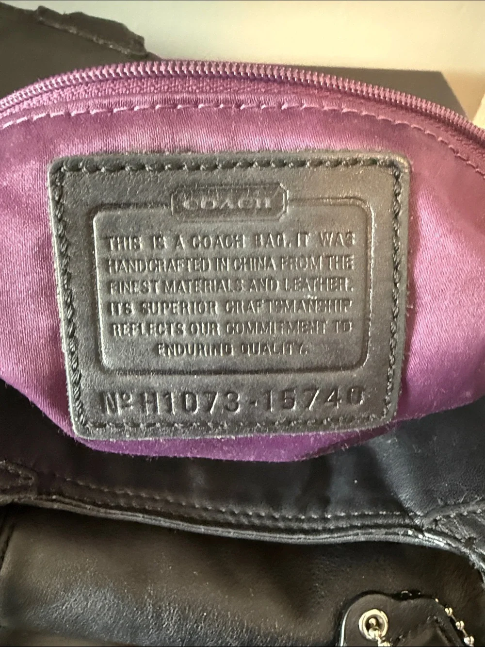 Coach Mia Inlaid Black Leather East West Gallery Tote #16740